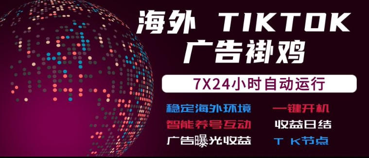 海外TikTok挂G流量变现，7X24自动运行，广告曝光收益，收益日结【揭秘】-heixxmi