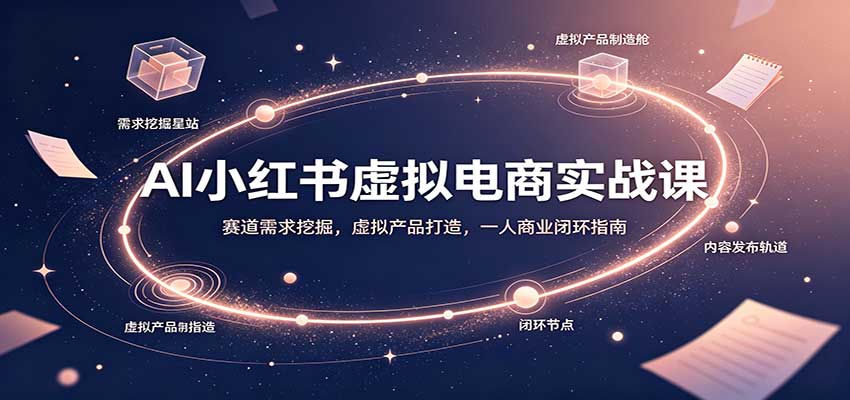 AI小红书虚拟电商实战课：赛道需求挖掘，虚拟产品打造，一人商业闭环指南-heixxmi