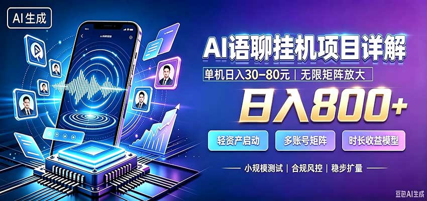 AI语聊挂机,日入800+,适用个人副业,工作室矩阵操作-heixxmi
