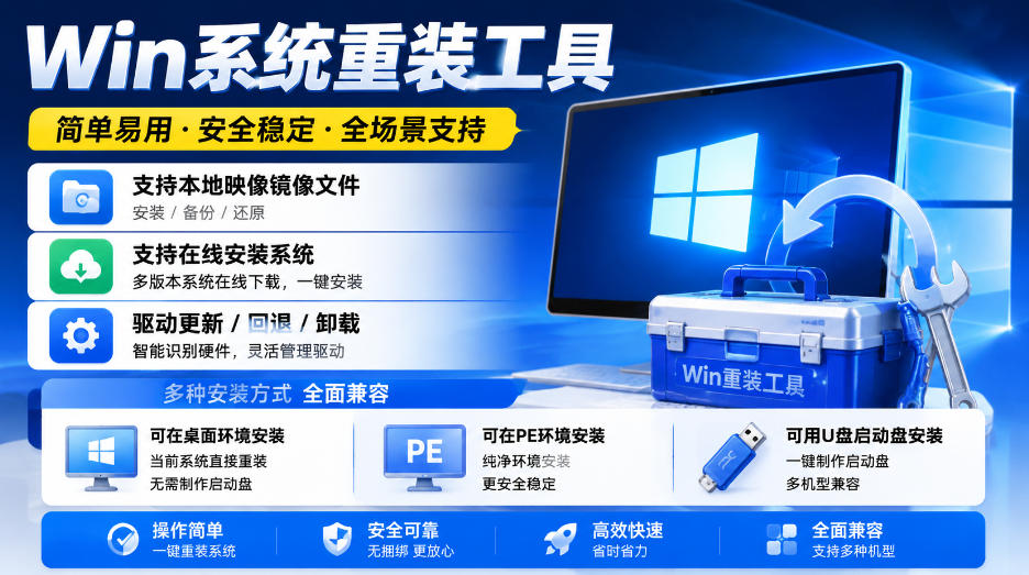Win系统重装工具，支持本地映像镜像文件安装备份，简单易用-安全稳定-全场景支持-heixxmi