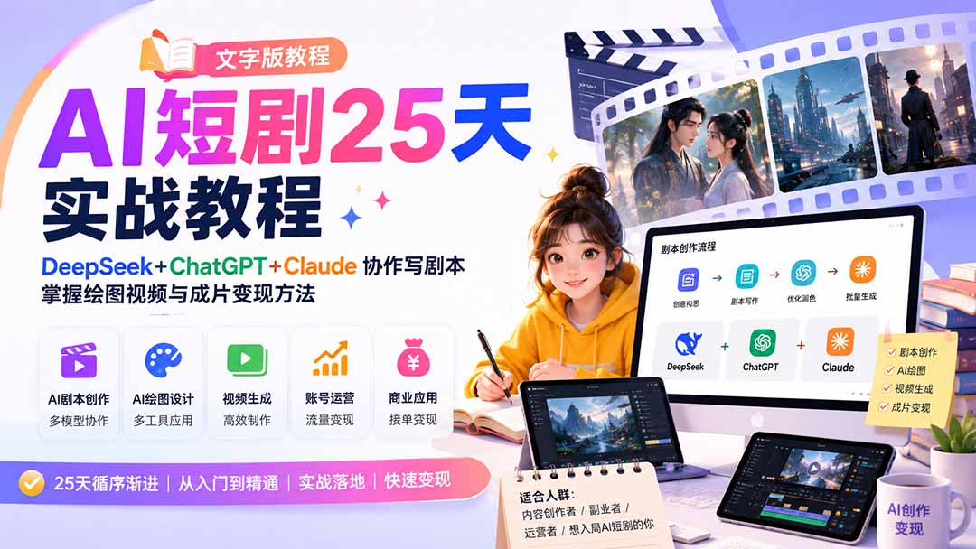 AI短剧25天实战教程(文字版教程-heixxmi
