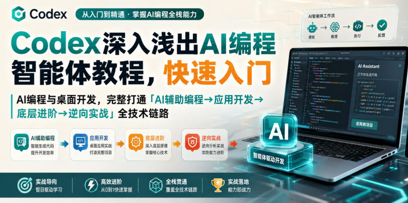 Codex深入浅出AI编程智能体教程，快速入门AI编程与桌面开发，打通「AI辅助编程→应用开发→底层进阶→逆向实战」全技术链路-heixxmi