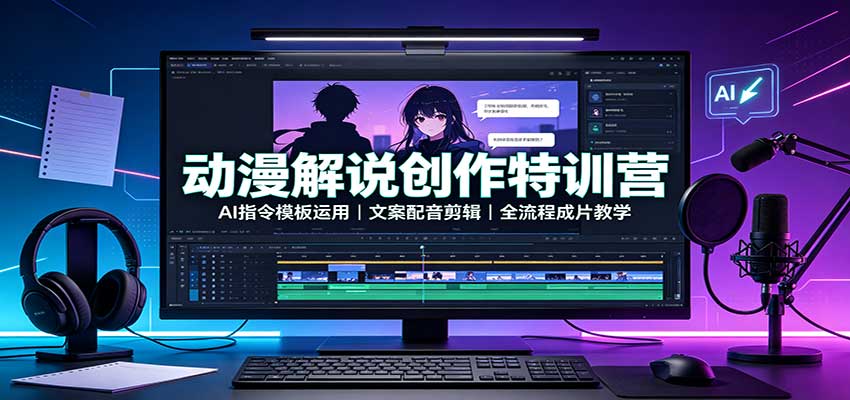 动漫解说创作特训营：AI指令模板运用，文案配音剪辑，全流程成片教学-heixxmi