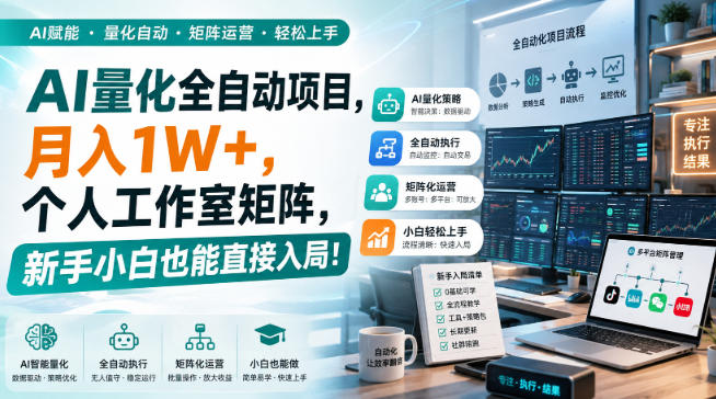 AI量化全自动项目，月入1W+，个人工作室矩阵，新手小白也能直接入局！【揭秘】-heixxmi