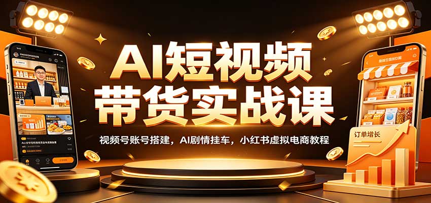 AI短视频带货实战课：视频号账号搭建，AI剧情挂车，小红书虚拟电商教程-heixxmi