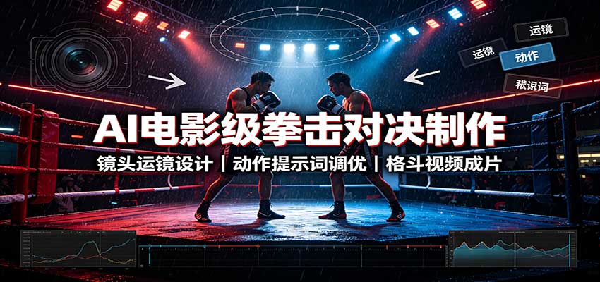 AI电影级拳击对决制作：镜头运镜设计，动作提示词调优，格斗视频成片-heixxmi