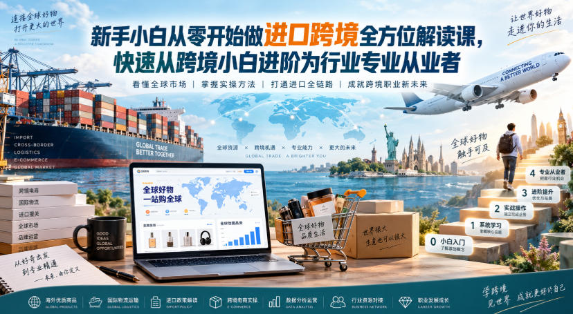 新手小白从零开始做进口跨境全方位解读课，快速从跨境小白进阶为行业专业从业者-heixxmi