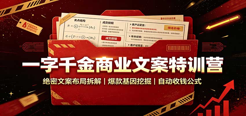 一字千金商业文案特训营：绝密文案布局拆解，爆款基因挖掘，自动收钱公式-heixxmi