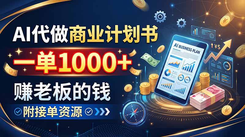AI代做商业计划书，一单1000+，赚老板的钱，附接单资源-heixxmi