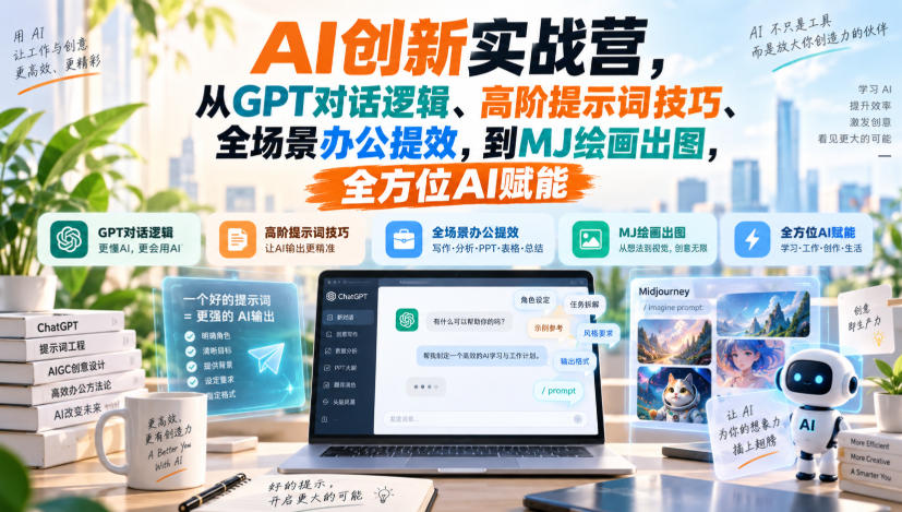 AI创新实战营，从GPT对话逻辑、高阶提示词技巧、全场景办公提效，到MJ绘画出图，全方位AI赋能-heixxmi