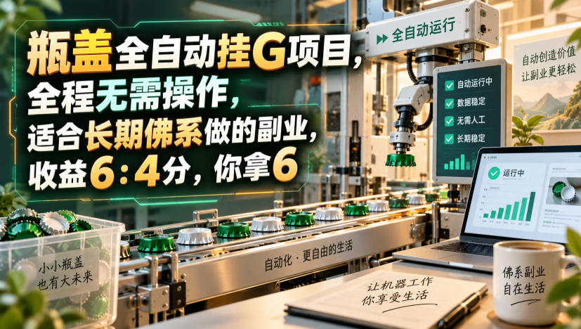 瓶盖全自动挂G项目，全程无需操作，适合长期佛系做的副业，收益6：4分，你拿6【揭秘】-heixxmi