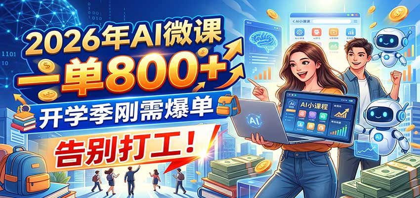 2026年AI微课，一单800+，开学季刚需爆单，告别打工！-heixxmi