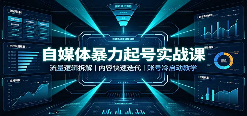 自媒体暴力起号实战课：流量逻辑拆解，内容快速迭代，账号冷启动教学-heixxmi
