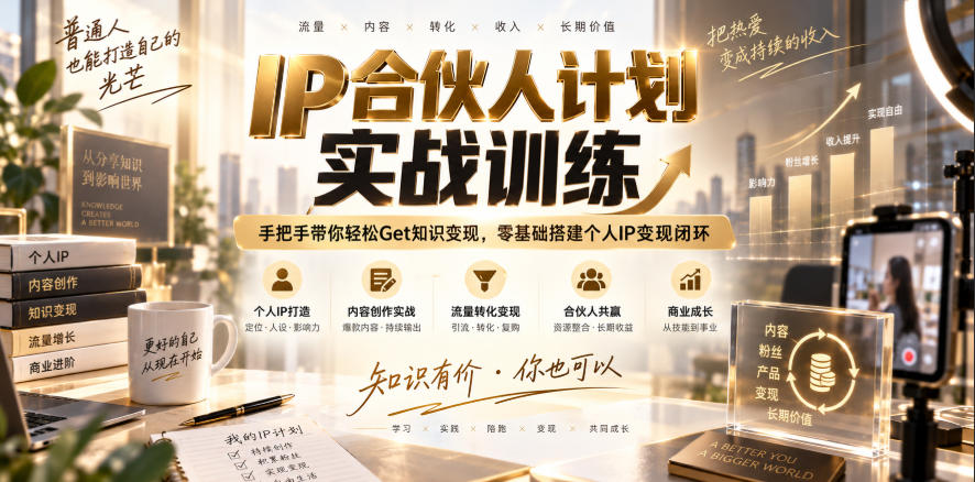 IP合伙人计划实战训练，手把手带你轻松Get知识变现，零基础搭建个人IP变现闭环(更新260908)-heixxmi