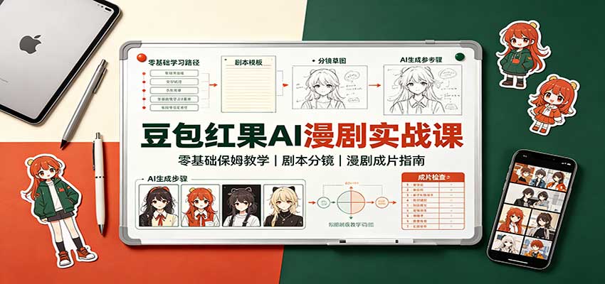 豆包红果AI漫剧实战课：零基础保姆教学，剧本分镜，漫剧成片指南-heixxmi