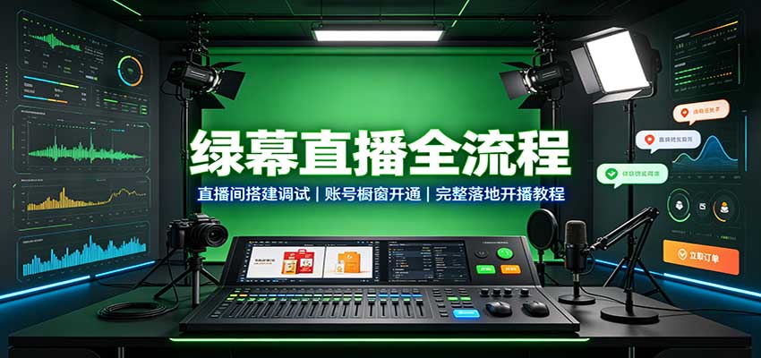 绿幕直播全流程：直播间搭建调试，账号橱窗开通，完整落地开播教程-heixxmi
