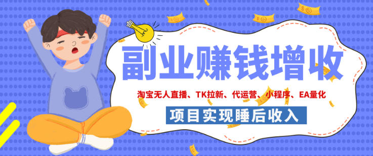2026年多个真实落地副业项目，手把手带你搭建被动收入管道(淘宝无人直播、海外TK拉新、最新最全代运营、CSGO饰品交易、EA黄金量化、去水印小程序……)【揭秘】-heixxmi