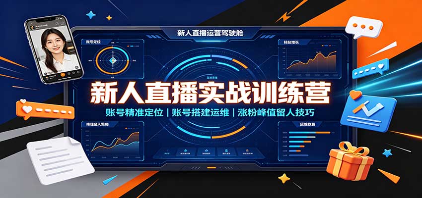 新人直播实战训练营：账号精准定位，账号搭建运维，涨粉峰值留人技巧-heixxmi