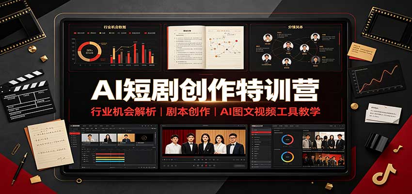 AI短剧创作特训营：行业机会解析，剧本创作，AI图文视频工具教学(文字版)-heixxmi