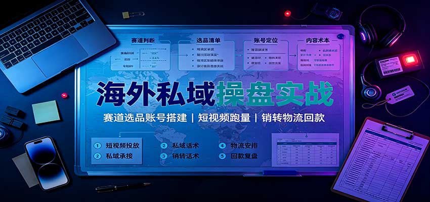 海外私域操盘实战：赛道选品账号搭建，短视频跑量，销转物流回款-heixxmi