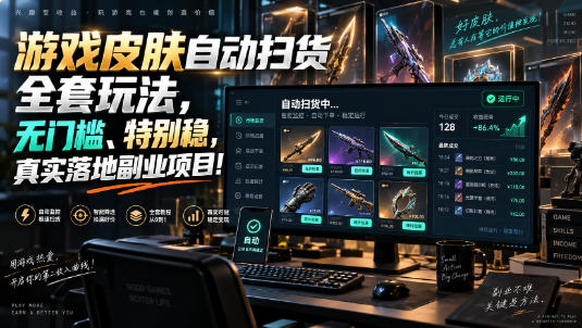 游戏皮肤自动扫货全套玩法，无门槛、特别稳，真实落地副业项目！【揭秘】-heixxmi