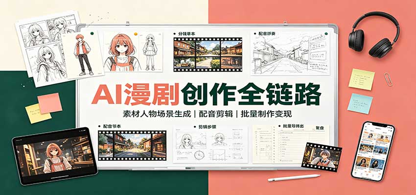 AI漫剧创作全链路：素材人物场景生成，配音剪辑，批量制作变现-heixxmi