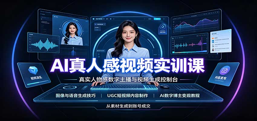 AI真人感视频实训课：图像语音生成，UGC内容制作，AI数字博主变现教程-heixxmi