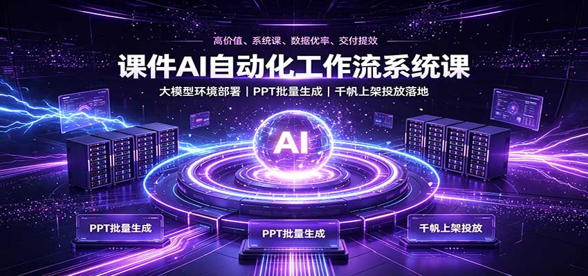 课件AI自动化工作流系统课：大模型环境部署，PPT批量生成，千帆上架投放落地-heixxmi
