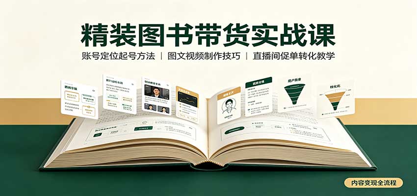 精装图书带货实战课：账号定位起号方法，图文视频制作，促单转化教学-heixxmi