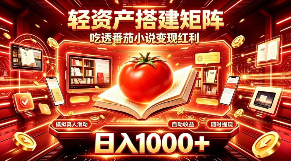 轻资产搭建矩阵，吃透番茄小说变现红利，日入1000+，支持无限矩阵放大【揭秘】-heixxmi