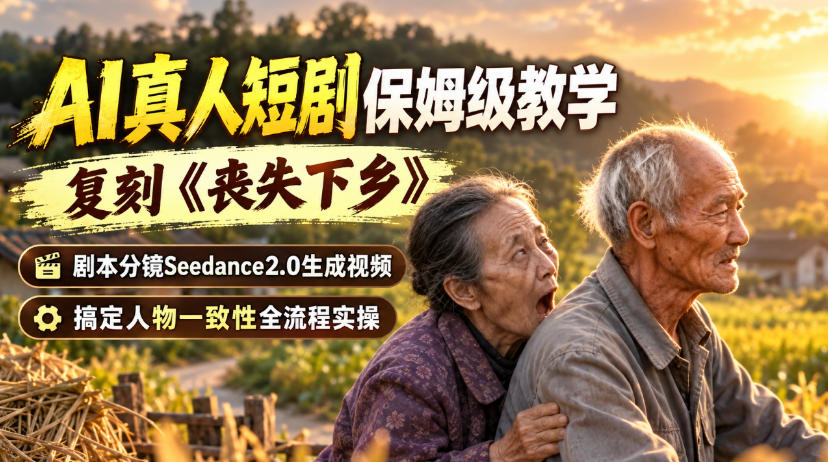 AI真人短剧保姆级教学，复刻《丧失下乡》，剧本分镜Seedance2.0生成视频，搞定人物一致性全流程实操-heixxmi
