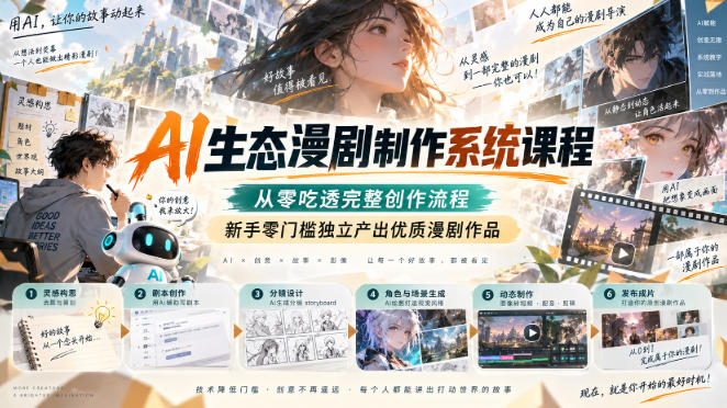 AI生态漫剧制作系统课程，从零吃透完整创作流程，新手零门槛独立产出优质漫剧作品-heixxmi