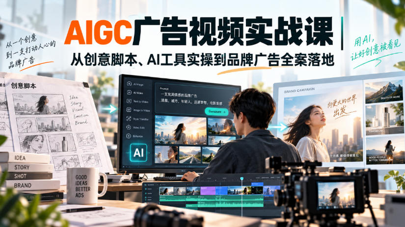 AIGC广告视频实战课｜从创意脚本、AI工具实操到品牌广告全案落地-heixxmi