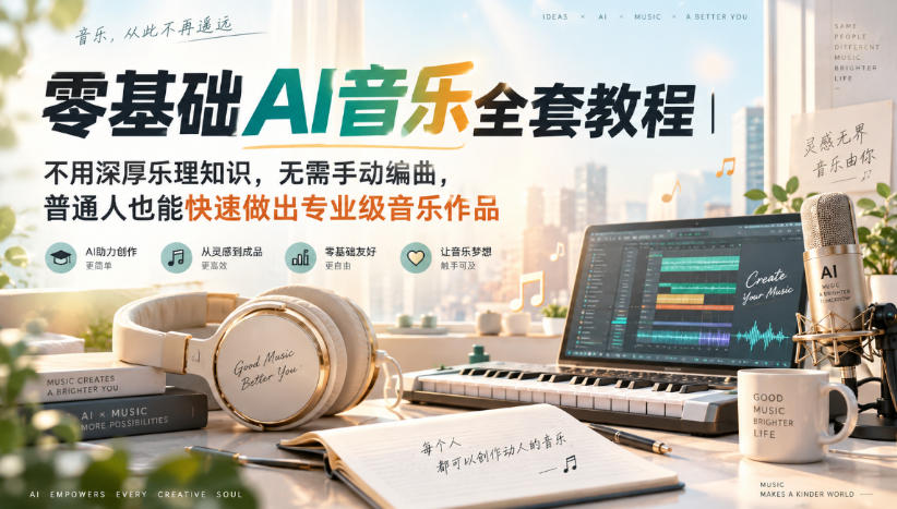 零基础AI音乐全套教程｜不用深厚乐理知识，无需手动编曲，普通人也能快速做出专业级音乐作品-heixxmi