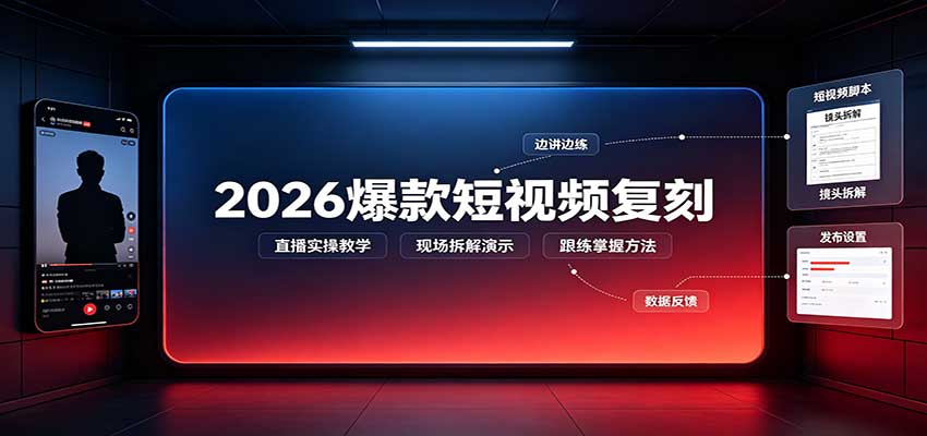2026爆款短视频复刻：直播实操教学，配套文字文档掌握全流程-heixxmi