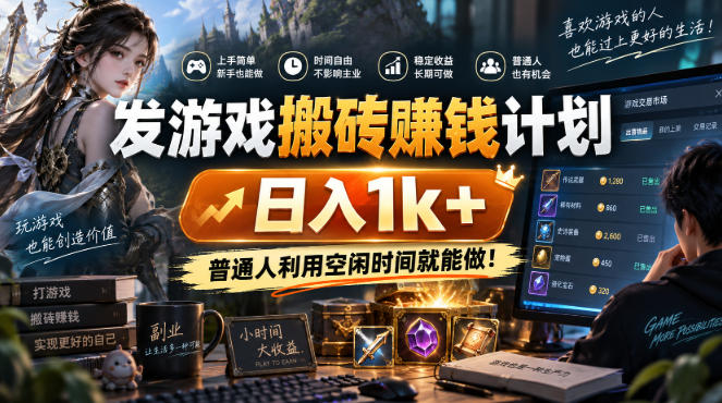 发游戏搬砖賺钱计划，日入1k+，普通人利用空闲时间就能做！【揭秘】-heixxmi
