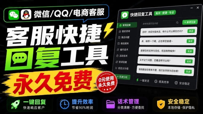 微信/QQ/电商客服快捷回复工具，支持多平台话术库与一键发送，永久免费，使用简单！易歪歪-heixxmi