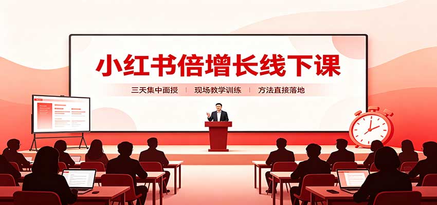 小红书倍增长线下课：三天集中面授，拆解选品、素材制作与起号全链路-heixxmi