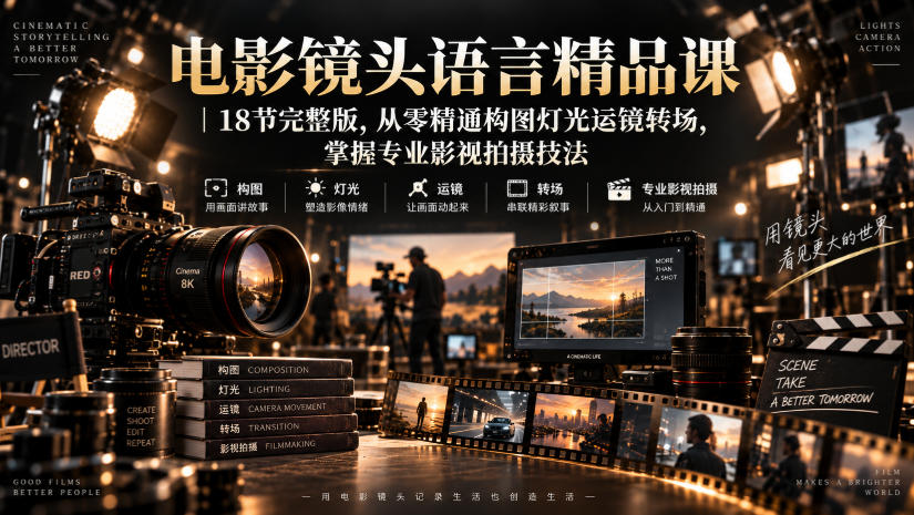 电影镜头语言精品课｜18节完整版，从零精通构图灯光运镜转场，掌握专业影视拍摄技法-heixxmi
