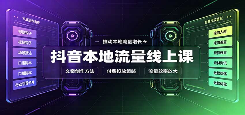 抖音本地流量线上课：账号搭建拍摄剪辑，文案创作与付费投放教学-heixxmi