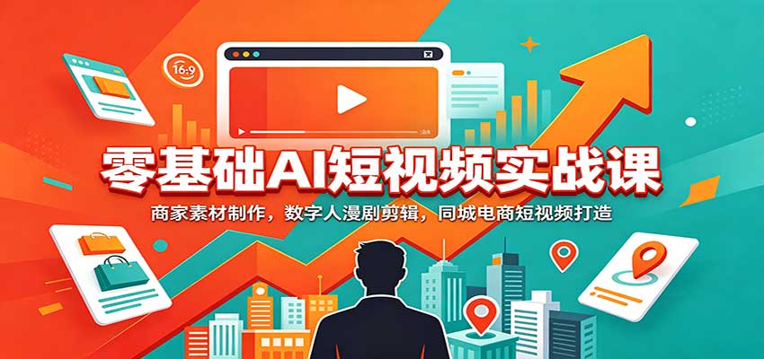 零基础AI短视频实战课：商家素材制作，数字人漫剧剪辑，同城电商短视频打造-heixxmi