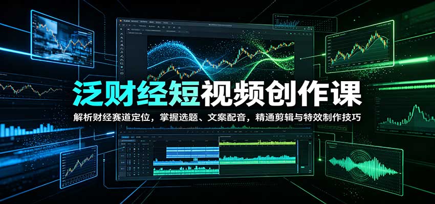 泛财经短视频创作课：解析财经赛道定位，掌握选题、文案配音，精通剪辑与特效制作技巧-heixxmi