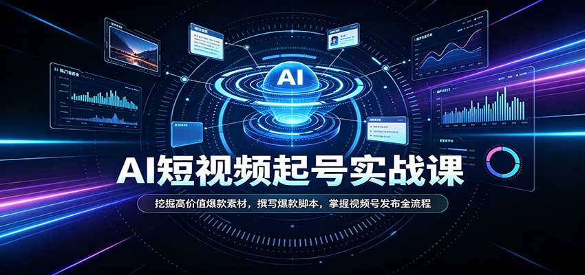 短视频AI起号实战课：挖掘高价值爆款素材，撰写爆款脚本，掌握视频号发布全流程-heixxmi
