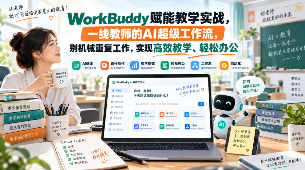 WorkBuddy赋能教学实战，一线教师的AI超级工作流，别机械重复工作，实现高效教学、轻松办公-heixxmi