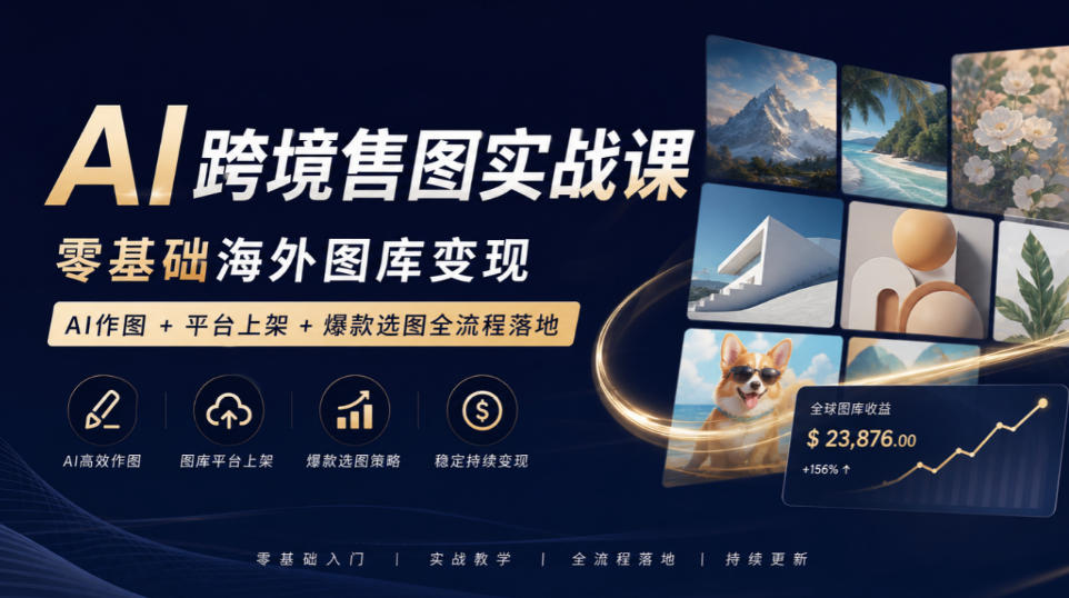 AI跨境售图实战课，零基础海外图库变现，AI作图+平台上架+爆款选图全流程落地-heixxmi