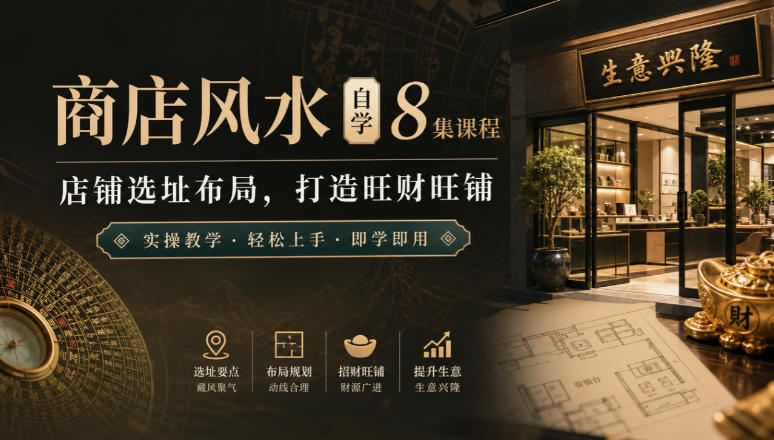 商店风水自学8集课程｜店铺选址布局，打造旺财旺铺实操教学-heixxmi