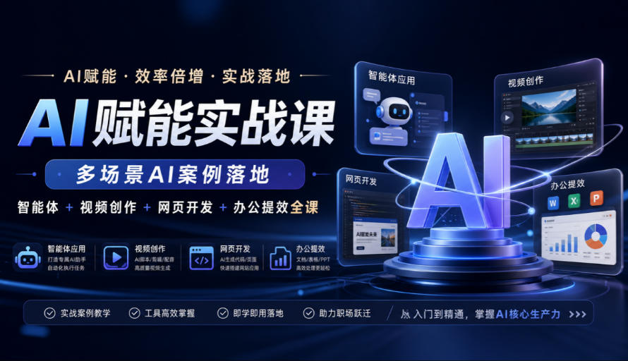 AI赋能实战课，多场景AI案例落地，智能体+视频创作+网页开发+办公提效全课-heixxmi