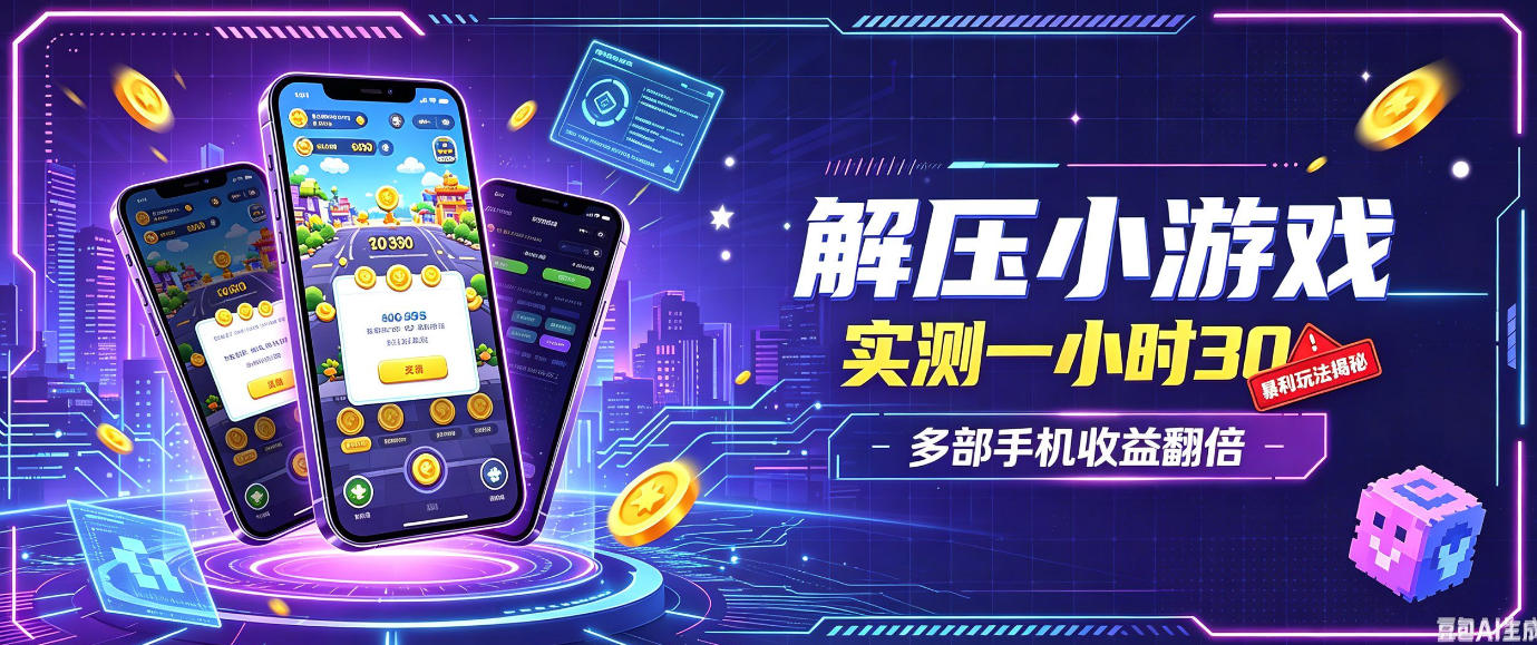 小游戏全流程玩法，实测一小时搞30，简单无脑解压，当天做当天就能看到进账，直接冲就行【揭秘】-heixxmi