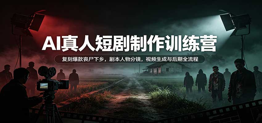 AI真人短剧制作训练营：复刻爆款丧尸下乡，剧本人物分镜，视频生成与后期全流程-heixxmi