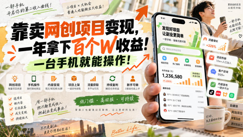 网创小程序虚拟资料变现，一年拿下百万收益，一部手机就可以做，0成本变现副业！-heixxmi